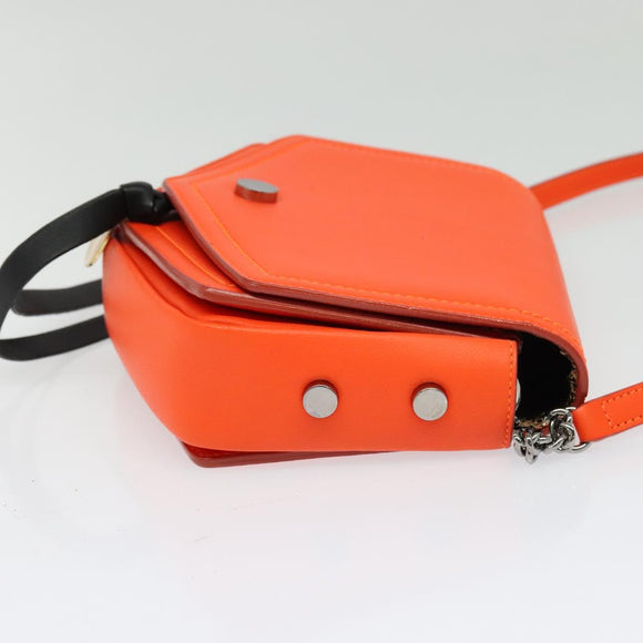 Jimmy Choo Shoulder Bag Leather Orange Silver Auth SW1487