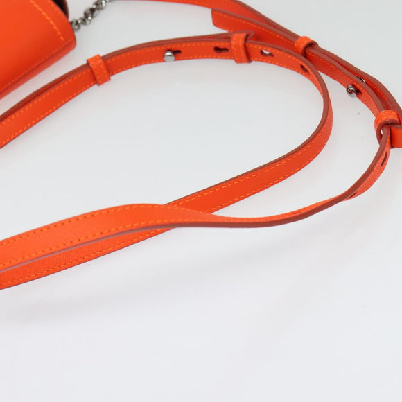 Jimmy Choo Shoulder Bag Leather Orange Silver Auth SW1487