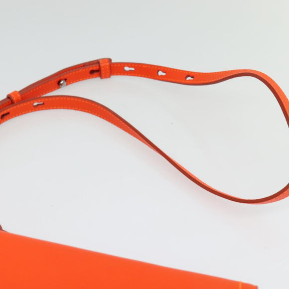 Jimmy Choo Shoulder Bag Leather Orange Silver Auth SW1487