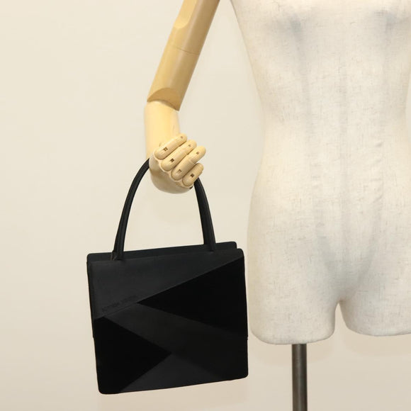 BOTTEGA VENETA Hand Bag Velor Black Silver Auth SW1491