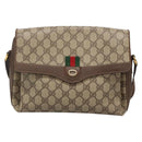 GUCCI GG Supreme Web Sherry Line Bag PVC Beige Gold 904 02 084 Auth SW1492-13
