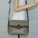 GUCCI GG Supreme Web Sherry Line Bag PVC Beige Gold 904 02 084 Auth SW1492-23