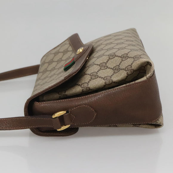 GUCCI GG Supreme Web Sherry Line Bag PVC Beige Gold 904 02 084 Auth SW1492