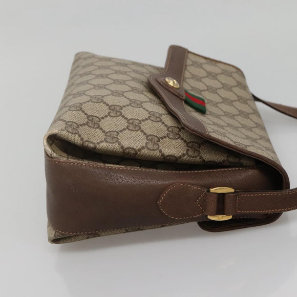 GUCCI GG Supreme Web Sherry Line Bag PVC Beige Gold 904 02 084 Auth SW1492