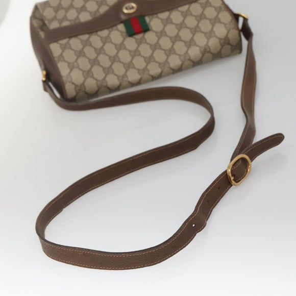 GUCCI GG Supreme Web Sherry Line Bag PVC Beige Gold 904 02 084 Auth SW1492