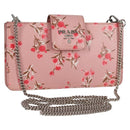 PRADA Chain Phone Case Leather Pink Silver Auth SW1495V-1