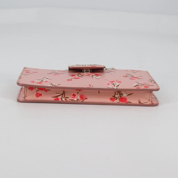 PRADA Chain Phone Case Leather Pink Silver Auth SW1495V