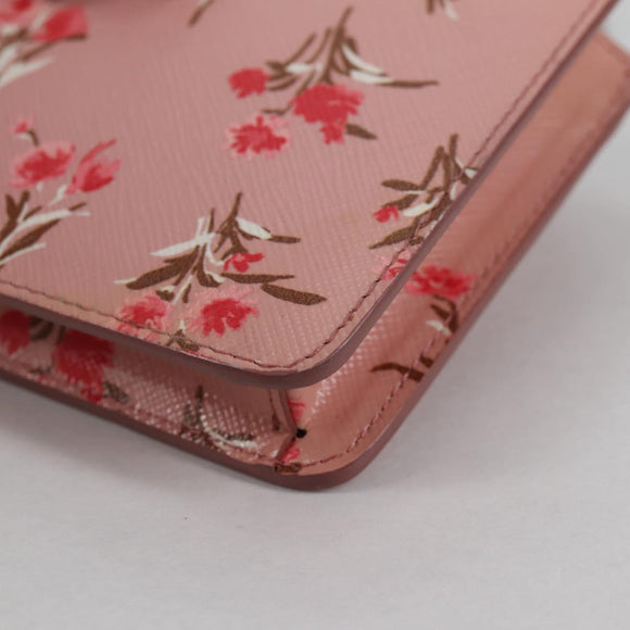 PRADA Chain Phone Case Leather Pink Silver Auth SW1495V