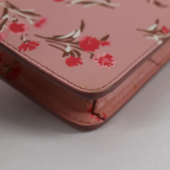 PRADA Chain Phone Case Leather Pink Silver Auth SW1495V