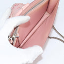 PRADA Chain Phone Case Leather Pink Silver Auth SW1495V-19