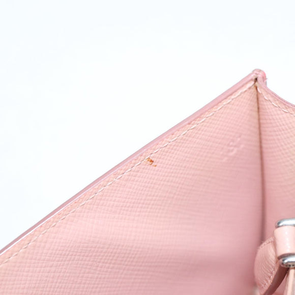 PRADA Chain Phone Case Leather Pink Silver Auth SW1495V