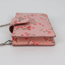 PRADA Chain Phone Case Leather Pink Silver Auth SW1495V-4