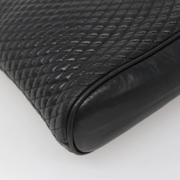 BALLY Chain Shoulder Bag Leather Black Gold Auth SW1496