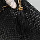 BALLY Chain Shoulder Bag Leather Black Gold Auth SW1496-9