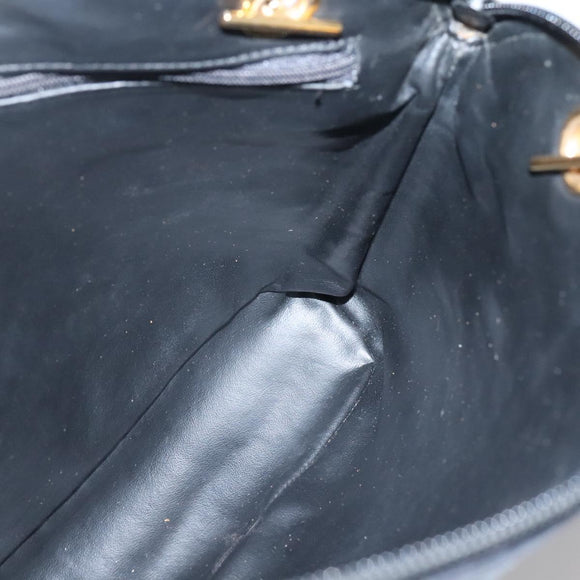 BALLY Chain Shoulder Bag Leather Black Gold Auth SW1496