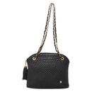 BALLY Chain Shoulder Bag Leather Black Gold Auth SW1496-13