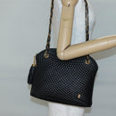 BALLY Chain Shoulder Bag Leather Black Gold Auth SW1496-21