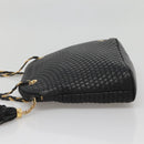 BALLY Chain Shoulder Bag Leather Black Gold Auth SW1496-3