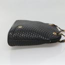 BALLY Chain Shoulder Bag Leather Black Gold Auth SW1496-4