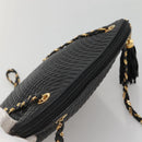 BALLY Chain Shoulder Bag Leather Black Gold Auth SW1496-6