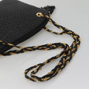 BALLY Chain Shoulder Bag Leather Black Gold Auth SW1496-7