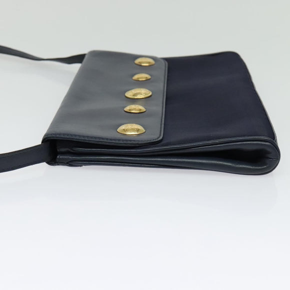 Burberrys Shoulder Bag Canvas Navy Gold Auth SW1499