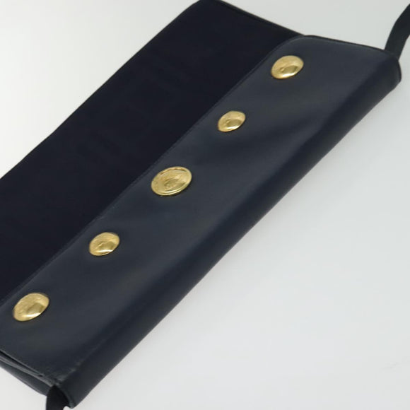 Burberrys Shoulder Bag Canvas Navy Gold Auth SW1499