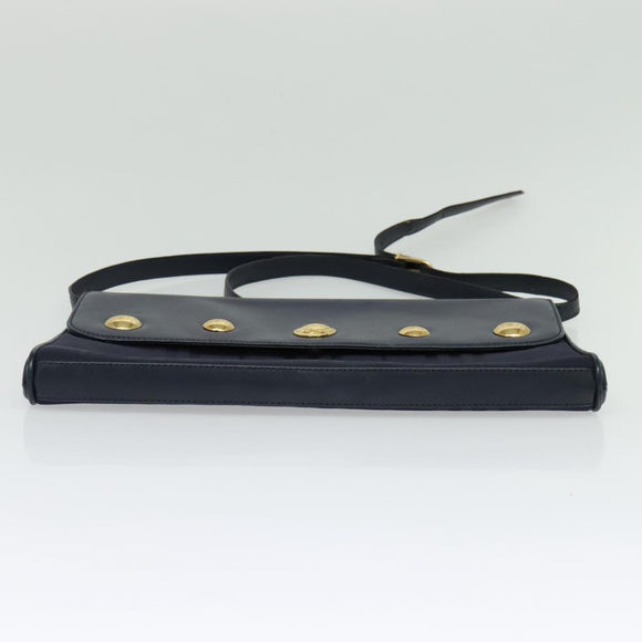 Burberrys Shoulder Bag Canvas Navy Gold Auth SW1499