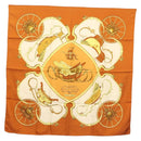 HERMES Carre 90 Scarf ""SPRINGS"" Silk Brown Auth SW1500-1