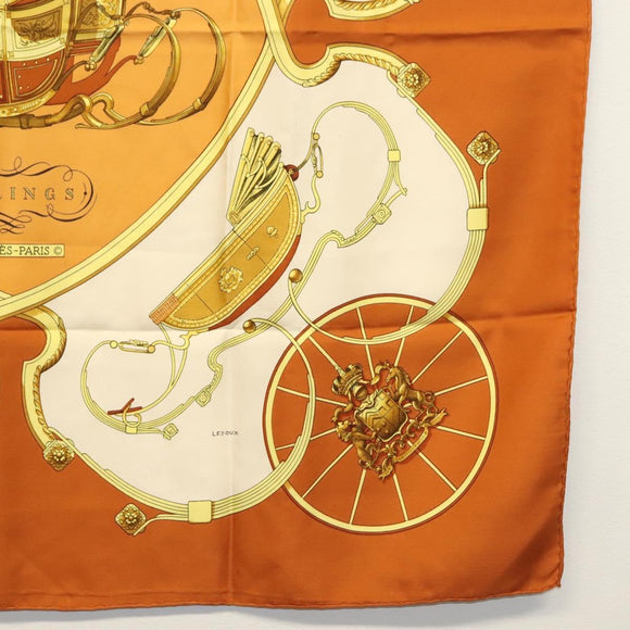 HERMES Carre 90 Scarf ""SPRINGS"" Silk Brown Auth SW1500