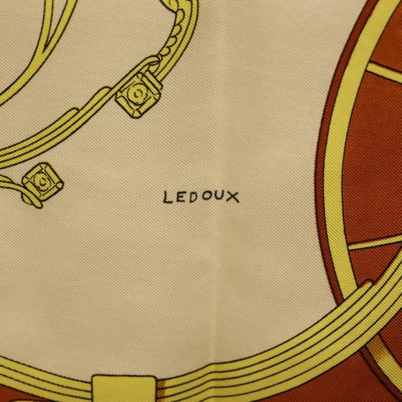 HERMES Carre 90 Scarf ""SPRINGS"" Silk Brown Auth SW1500