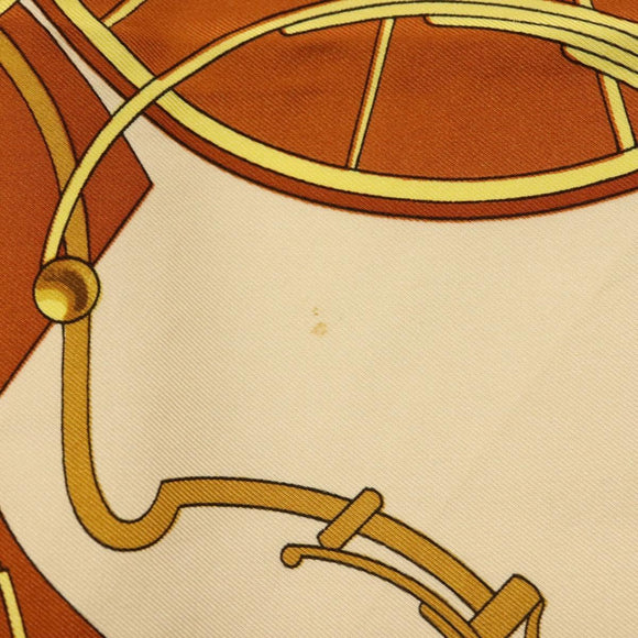 HERMES Carre 90 Scarf ""SPRINGS"" Silk Brown Auth SW1500