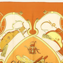 HERMES Carre 90 Scarf ""SPRINGS"" Silk Brown Auth SW1500-3