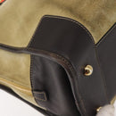 LOEWE Anagram Amazona 36 Hand Bag Suede Leather Beige Gold Auth SW1510-15