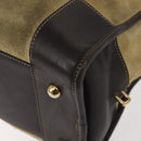 LOEWE Anagram Amazona 36 Hand Bag Suede Leather Beige Gold Auth SW1510-16