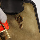 LOEWE Anagram Amazona 36 Hand Bag Suede Leather Beige Gold Auth SW1510-10