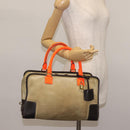 LOEWE Anagram Amazona 36 Hand Bag Suede Leather Beige Gold Auth SW1510-23