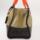 LOEWE Anagram Amazona 36 Hand Bag Suede Leather Beige Gold Auth SW1510-3