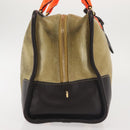 LOEWE Anagram Amazona 36 Hand Bag Suede Leather Beige Gold Auth SW1510-4