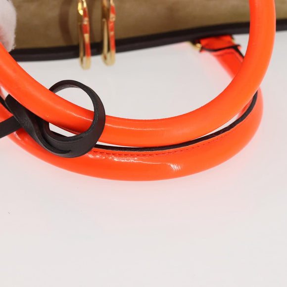 LOEWE Anagram Amazona 36 Hand Bag Suede Leather Beige Gold Auth SW1510