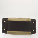 LOEWE Anagram Amazona 36 Hand Bag Suede Leather Beige Gold Auth SW1510-5