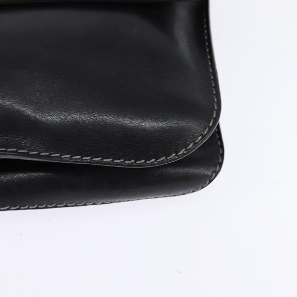 LOEWE Shoulder Bag Leather Black Gold Auth SW1512