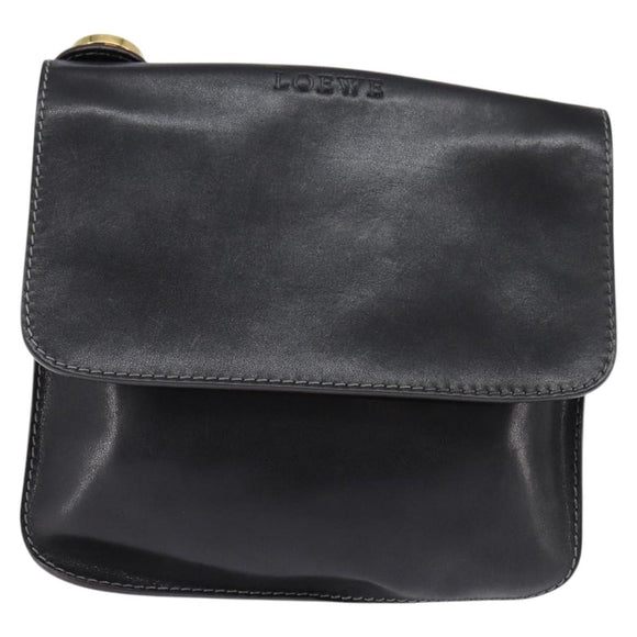 LOEWE Shoulder Bag Leather Black Gold Auth SW1512