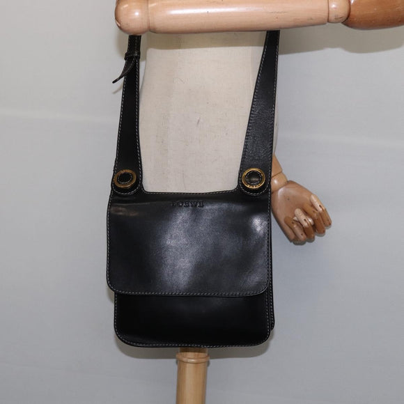 LOEWE Shoulder Bag Leather Black Gold Auth SW1512