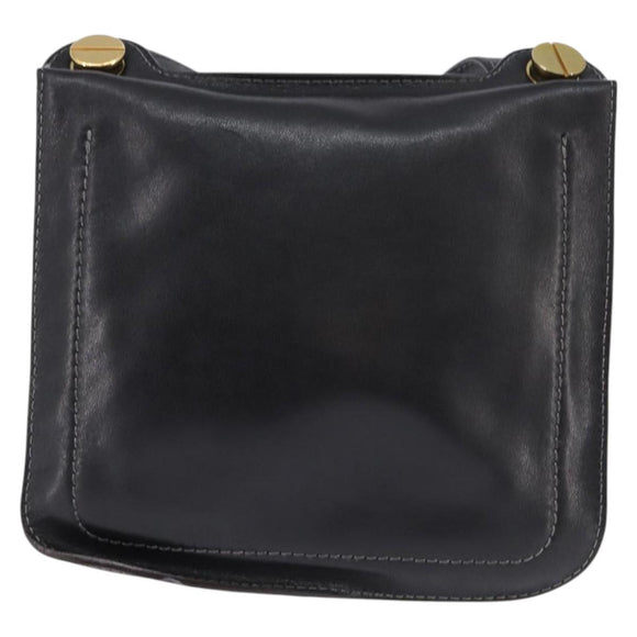 LOEWE Shoulder Bag Leather Black Gold Auth SW1512