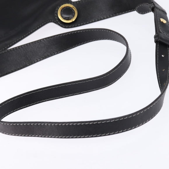 LOEWE Shoulder Bag Leather Black Gold Auth SW1512