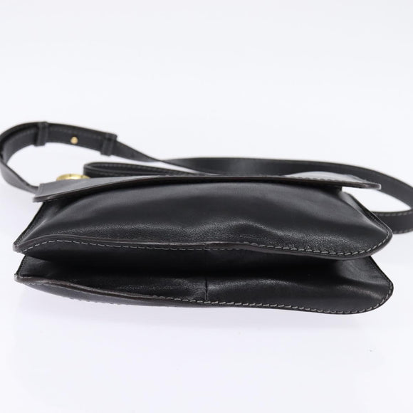 LOEWE Shoulder Bag Leather Black Gold Auth SW1512