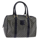 CELINE Macadam Canvas Boston Bag Navy Gold Auth SW1516-1