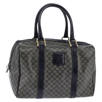 CELINE Macadam Canvas Boston Bag Navy Gold Auth SW1516