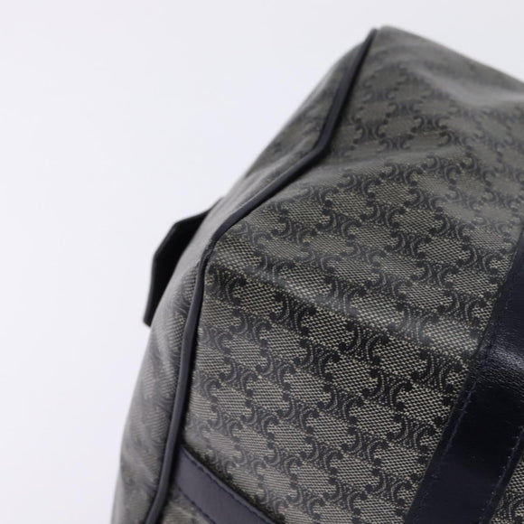 CELINE Macadam Canvas Boston Bag Navy Gold Auth SW1516